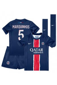 Paris Saint-Germain Marquinhos #5 Babytruitje Thuis tenue Kind 2024-25 Korte Mouw (+ Korte broeken)